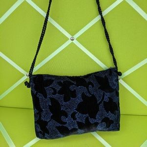 Lise Velvet Embossed Shoulder Bag